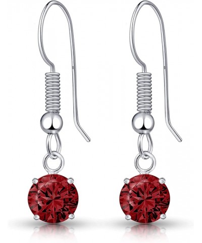 Women 925 Sterling Silver Simulated Birthstone Drop Earrings 07. July - Simulated Ruby $11.50 Earrings