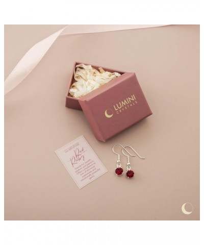 Women 925 Sterling Silver Simulated Birthstone Drop Earrings 07. July - Simulated Ruby $11.50 Earrings