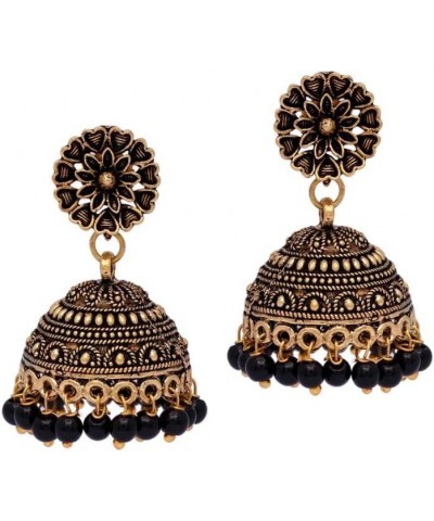 Rajasthani Traditional Wedding Collection Floral Design Oxidised Black Color Jhumki Earrings Gold $8.98 Earrings