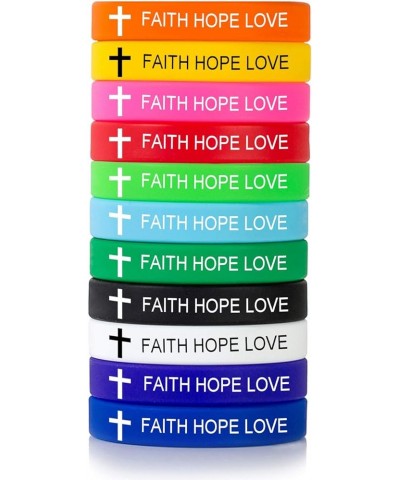 MZZJ 11 Pack-Religious Christian Cross Motivational Faith Inspirational Bracelet 12MM 100% Silicone Waterproof Outdoor Sport ...