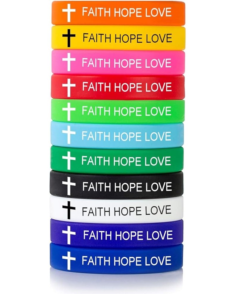 MZZJ 11 Pack-Religious Christian Cross Motivational Faith Inspirational Bracelet 12MM 100% Silicone Waterproof Outdoor Sport ...