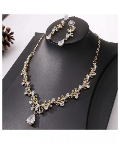 Earings For Women Fashion - Wedding Bridal Crystal Cluster Zircon Necklace Dangle Earrings Crown Tiara Jewelry Set with Gift ...