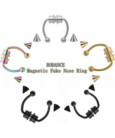 Magnetic Fake Nose Ring 316L Stainless Steel Nose Ring Horseshoe Ring Hoop Non Piercing Clip On Nose Hoop Rings 1pcs rose $5....