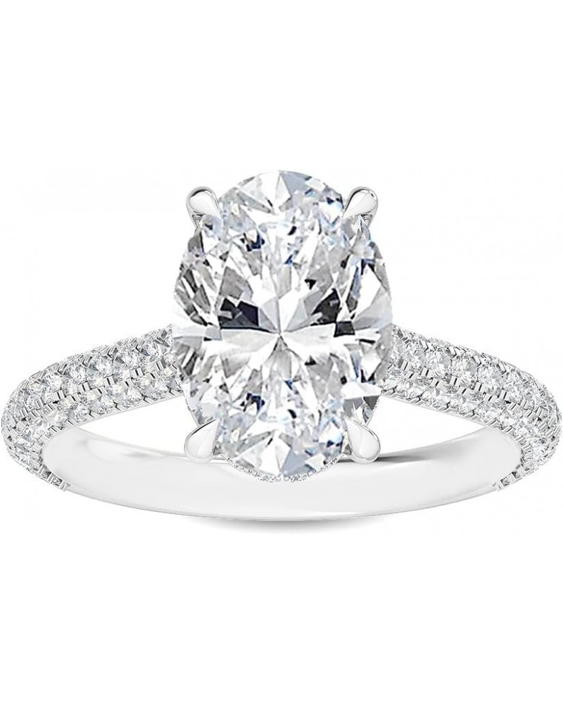 1-5 Carat (ctw) White Gold Oval,Round Cut LAB GROWN Diamond Vintage Engagement Ring (Color D-E Clarity VS1-VS2) 4.5 White Gol...