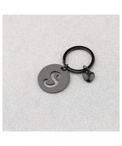 Initial Disc Charm Keychain 26 Initial Letter Alphabet Key Ring A-Z Initial English Charm Keychain Black-s $9.33 Necklaces