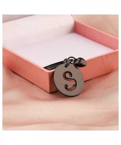 Initial Disc Charm Keychain 26 Initial Letter Alphabet Key Ring A-Z Initial English Charm Keychain Black-s $9.33 Necklaces