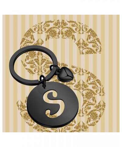 Initial Disc Charm Keychain 26 Initial Letter Alphabet Key Ring A-Z Initial English Charm Keychain Black-s $9.33 Necklaces