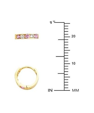 14k Yellow Gold 2mm Thickness Multi Color CZ Channel Set Hoop Huggie Earrings (10 x 10 mm) $32.86 Earrings