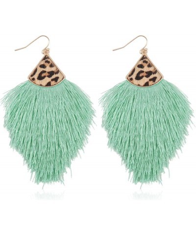 Bohemian Silky Thread Tassel Statement Drop Earrings - Strand Fringe Lightweight Feather Shape Dangles, Chandelier Duster Leo...