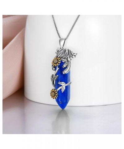 Highland Cow Necklace 925 Sterling Silver Jewelry Gift for Women Girls Lapis Lazuli $28.59 Necklaces