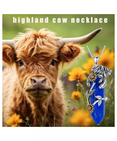 Highland Cow Necklace 925 Sterling Silver Jewelry Gift for Women Girls Lapis Lazuli $28.59 Necklaces