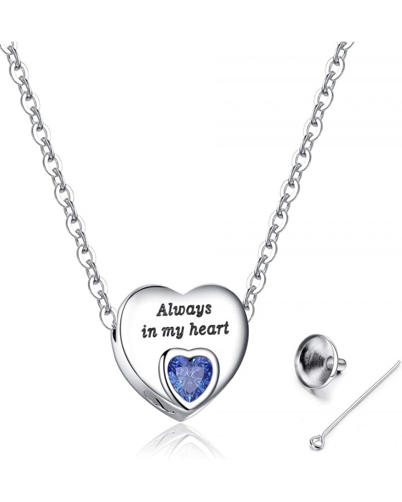 Heart Urn Necklaces for Ashes Birthstone Ashes Necklace "Always in My Heart" Cremation Jewelry Keepsake Memorial Necklace Sep...