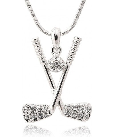 Silver Plated Crystal Golf Club and Clear Golf Ball Necklace $9.51 Necklaces