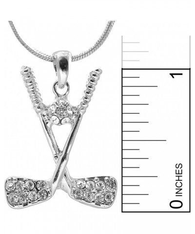 Silver Plated Crystal Golf Club and Clear Golf Ball Necklace $9.51 Necklaces