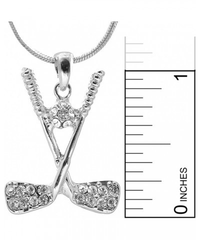 Silver Plated Crystal Golf Club and Clear Golf Ball Necklace $9.51 Necklaces