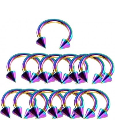 Lots of 10pcs 16g 3/8 3mm Spike Horseshoe Circular Lip Eyebrow Cone Bar Ring Body Piercing Rainbow $7.97 Body Jewelry