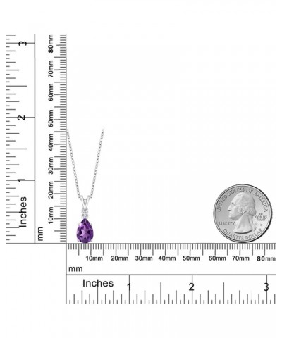 925 Sterling Silver Purple Amethyst and White G-H Lab Grown Diamond Pendant Necklace For Women (1.80 Cttw, Gemstone Birthston...