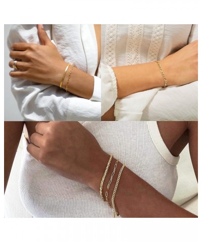 Gold Bracelets for Women, 14K Real Gold Jewelry Sets for Women Cute Tennis Beaded Bracelets for Women Cuban Link Paperclip Ch...