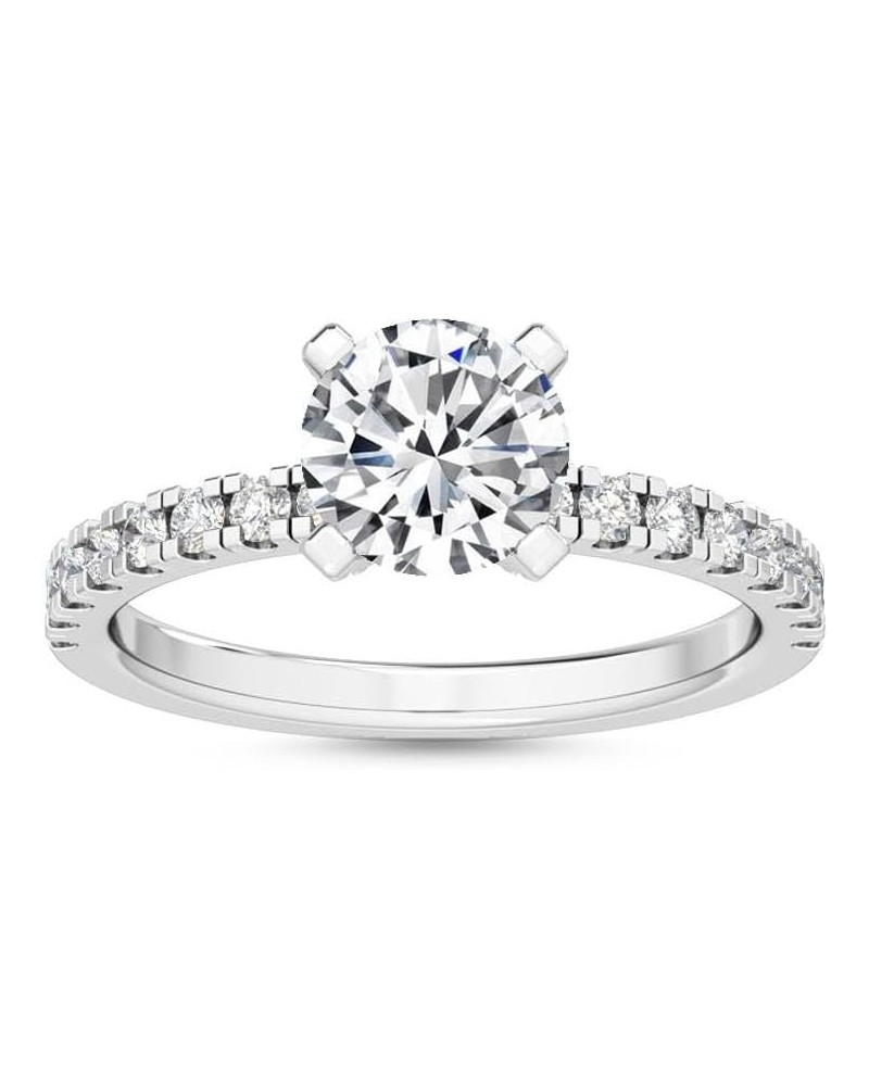 1-5 Carat (ctw) White Gold Round Cut LAB GROWN Diamond Hidden Halo Engagement Ring (Color D-E Clarity VS1-VS2) 8.5 White Gold...