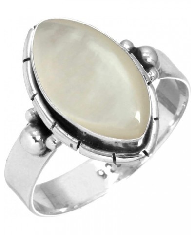 925 Sterling Silver Handmade Ring for Women 7x14 Marquoise Gemstone Costume Silver Jewelry for Gift (99092_R) Mother Of Pearl...