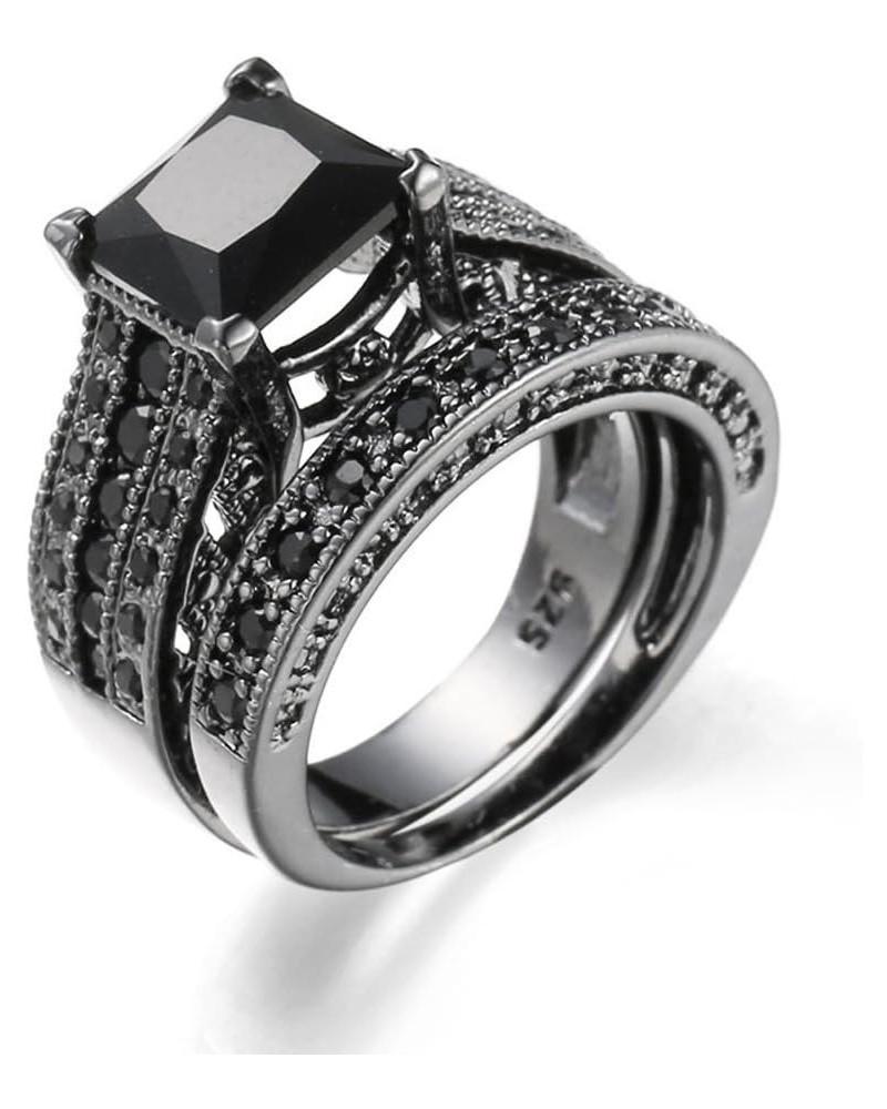 Valentine's Day Rings Gift, 2-in-1 Womens Vintage Silver Engagement Wedding Band Ring Set(5 -Gold,5) Black 9 $5.75 Others