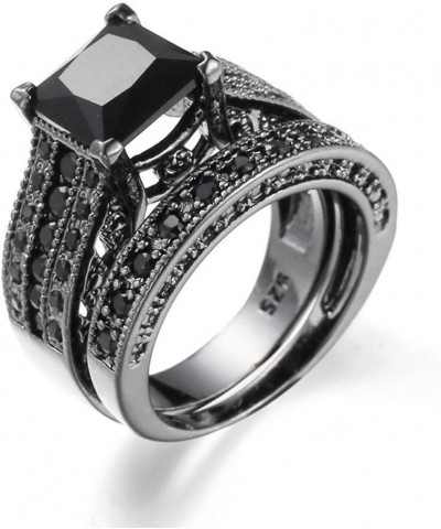 Valentine's Day Rings Gift, 2-in-1 Womens Vintage Silver Engagement Wedding Band Ring Set(5 -Gold,5) Black 9 $5.75 Others