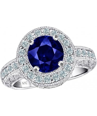 7mm Round, Vintage Antique Design Ring Created Sapphire $26.65 Rings