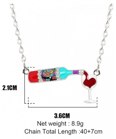 Enamel Alloy Red Wine Bottle Heart Necklace Pendant Chain Choker Jewelry For Women Girls Gift Charm Multicolor $9.43 Necklaces