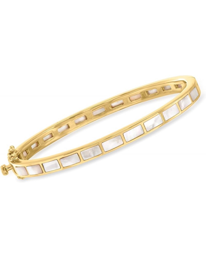 Mother-Of-Pearl Bangle Bracelet in 18kt Gold Over Sterling 8.0 Inches $103.36 Bracelets