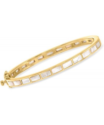 Mother-Of-Pearl Bangle Bracelet in 18kt Gold Over Sterling 8.0 Inches $103.36 Bracelets