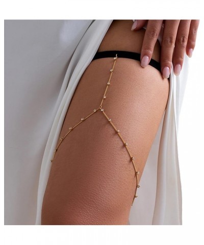 Sexy Rhinestones Leg Thigh Chain Summer Beach Crystal Leg Chain Simple Adjustable Elastic Thigh Rhinestone Body Chain Jewelry...