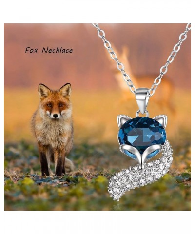 Crystal Fox Necklace Cubic Zirconia Cute Head and Tail Animal Fox Jewelry for Women Teen Girls Blue $9.24 Necklaces