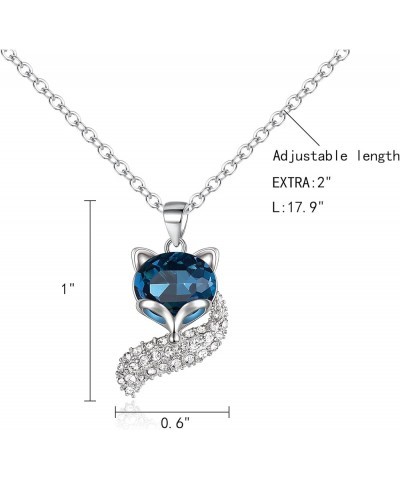 Crystal Fox Necklace Cubic Zirconia Cute Head and Tail Animal Fox Jewelry for Women Teen Girls Blue $9.24 Necklaces