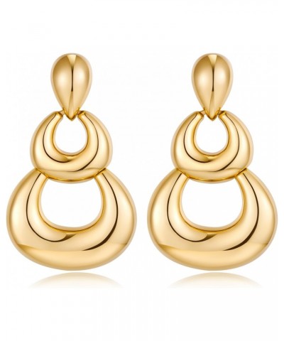 Gold Hoop Pendant Earrings Gold Statement Hollow Dangle Earrings for Women Gift $8.40 Earrings