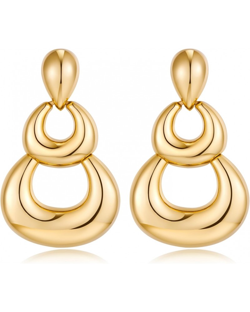 Gold Hoop Pendant Earrings Gold Statement Hollow Dangle Earrings for Women Gift $8.40 Earrings