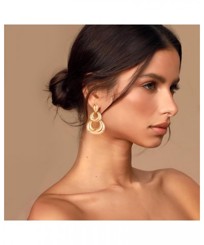 Gold Hoop Pendant Earrings Gold Statement Hollow Dangle Earrings for Women Gift $8.40 Earrings