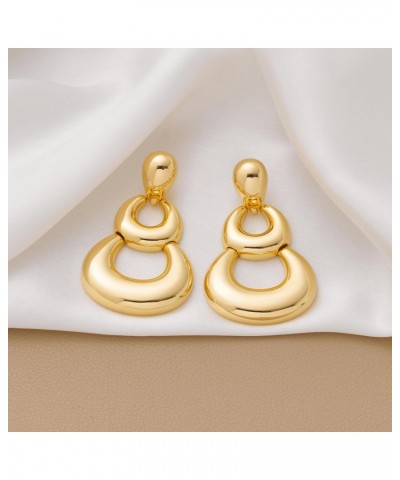 Gold Hoop Pendant Earrings Gold Statement Hollow Dangle Earrings for Women Gift $8.40 Earrings