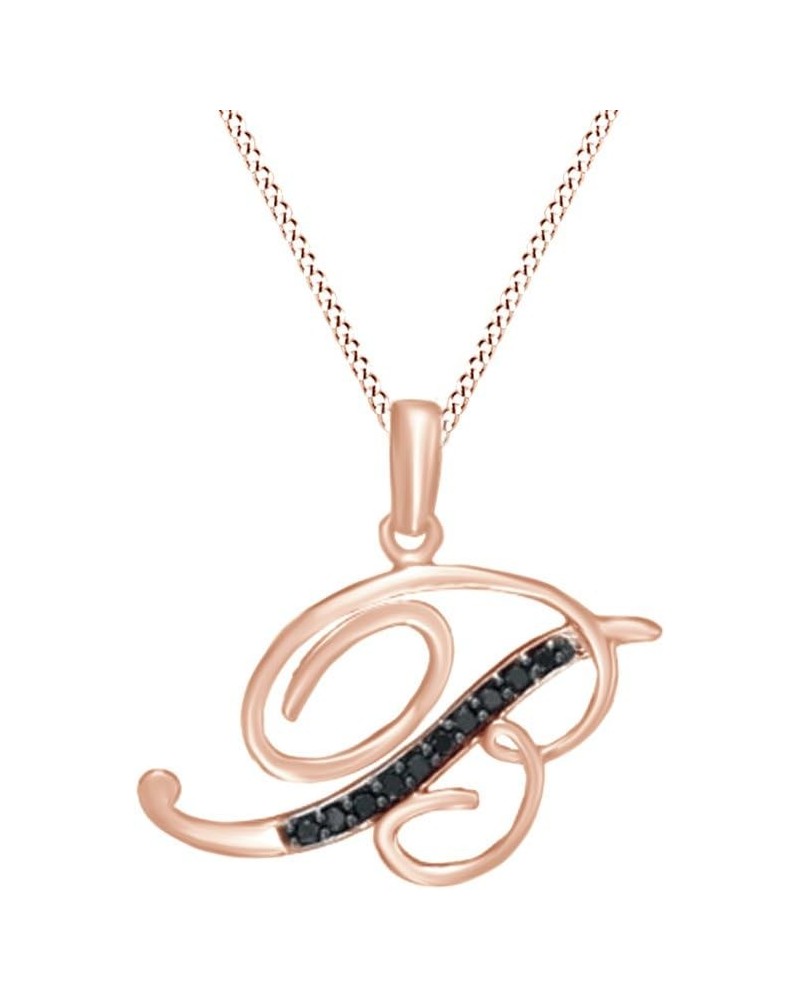 Jewel Zone US Black Natural Diamond B Initial Pendant Necklace in 14k Gold Over Sterling Silver rose-gold-plated-silver $36.9...