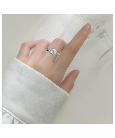 925 Sterling Silver Feather Angel Wings Ring Adjustable Dainty Wrap Open Thumb Rings for Women Girls 6-9 Oxidation $18.23 Rings