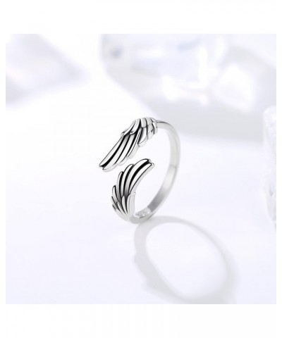 925 Sterling Silver Feather Angel Wings Ring Adjustable Dainty Wrap Open Thumb Rings for Women Girls 6-9 Oxidation $18.23 Rings