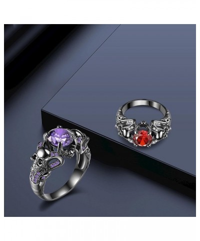 Gothic jewelry Skull Rings Halloween Punk Engagement Black Rings for Women Vampire Accessories Christmas Gifts Purple Round $...