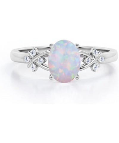 Opal Rings for Women Opal and Moissanite Engagement Rings for Women 10K 14K 18K White/Yellow/Rose Gold Opal Engagement Weddin...