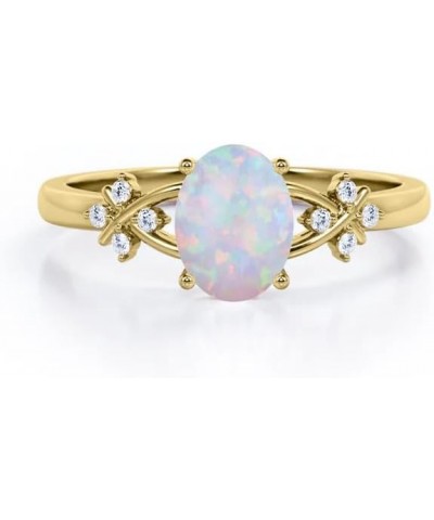 Opal Rings for Women Opal and Moissanite Engagement Rings for Women 10K 14K 18K White/Yellow/Rose Gold Opal Engagement Weddin...