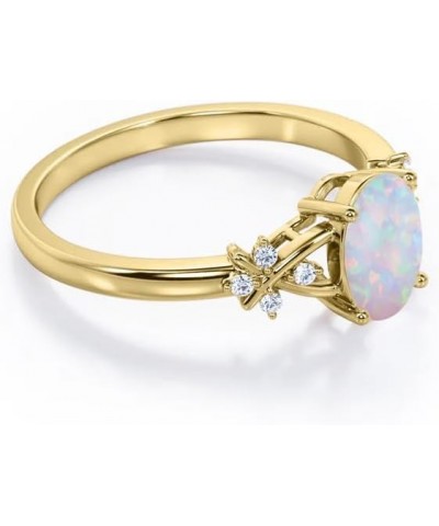 Opal Rings for Women Opal and Moissanite Engagement Rings for Women 10K 14K 18K White/Yellow/Rose Gold Opal Engagement Weddin...