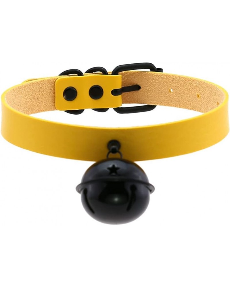 Multicolor PU Simulated Leather Black-tone 4cm Large Bell Pendant Neckband Choker Necklace Yellow $7.79 Necklaces