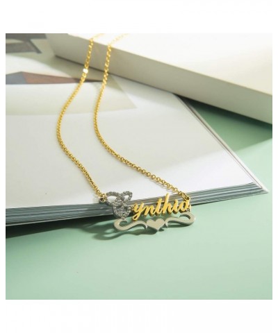 Custom Gold My Name Necklace Plate Dainty Initial Necklace Personalized Customizable Short Crystal Necklaces for Women Jennif...