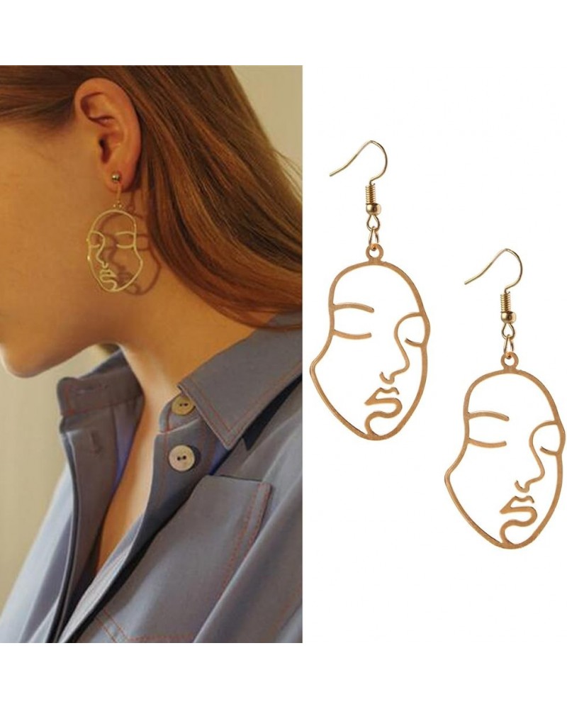 Face Earrings Punk Gothic Vintage Harajuku Exaggerated Metal Abstract Earrings for Women Girls Gold $5.82 Earrings