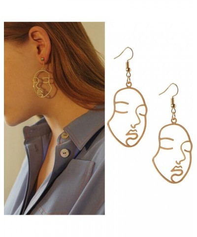 Face Earrings Punk Gothic Vintage Harajuku Exaggerated Metal Abstract Earrings for Women Girls Gold $5.82 Earrings