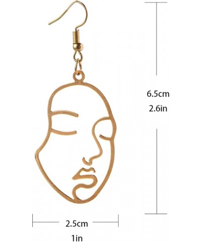 Face Earrings Punk Gothic Vintage Harajuku Exaggerated Metal Abstract Earrings for Women Girls Gold $5.82 Earrings