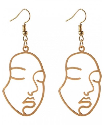 Face Earrings Punk Gothic Vintage Harajuku Exaggerated Metal Abstract Earrings for Women Girls Gold $5.82 Earrings